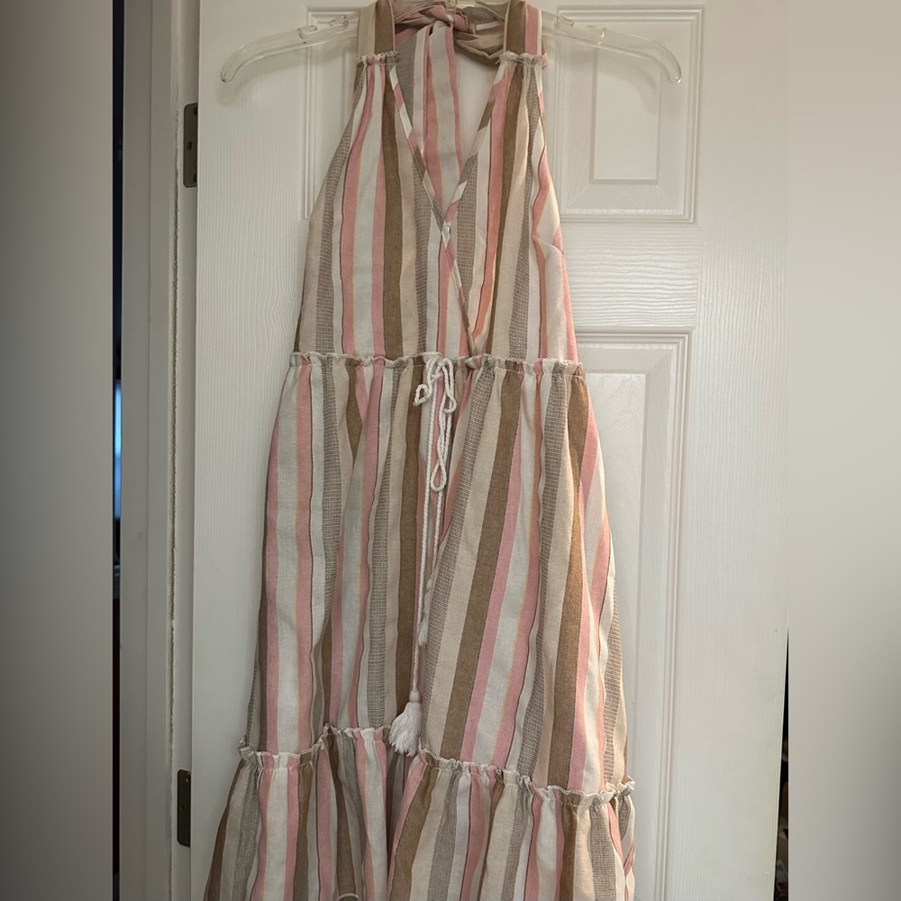 Linen Striped halter dress